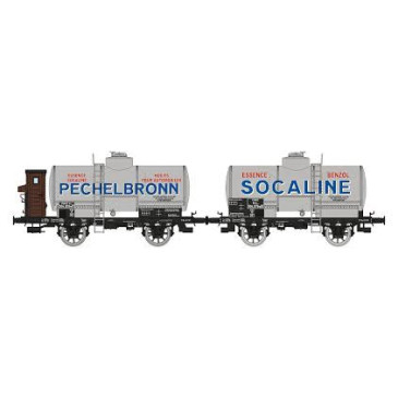 REE Modeles WB-704 Coffret de deux wagons citernes OCEM 19, livrée PECHELBRONN et SOCALINE, Ep II, H0