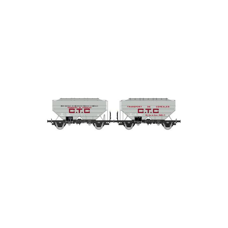 REE Modeles WB-723 2 wagons trémies céréalier \"CTC et UNAC\", Sncf, Ep III