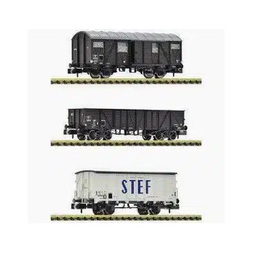 Fleischmann 880904 Set de 3 wagons de marchandises, SNCF, Ep III, N