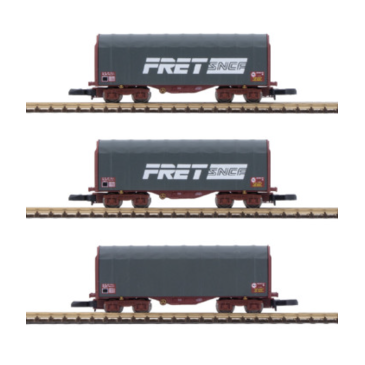Azar W03-FRP 3 Wagons courts bâchés - FRET SNCF - Époque IV,V,Z