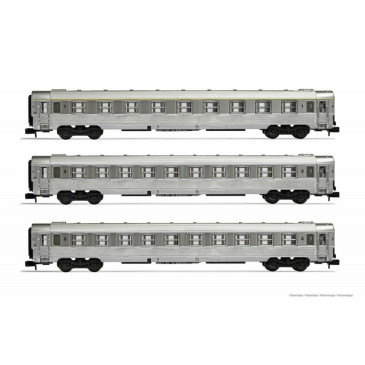 ARNOLD HN4335 SNCF, coffret 3 voitures DEV Inox, I x voiture A9 et 2 voitures B10, ép III