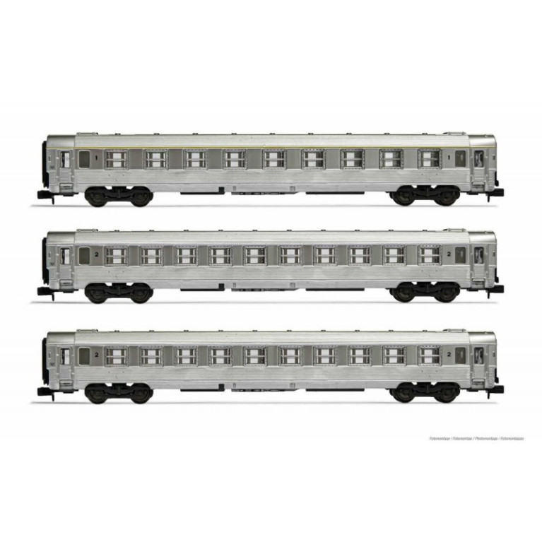 ARNOLD HN4335 SNCF, coffret 3 voitures DEV Inox, I x voiture A9 et 2 voitures B10, ép III