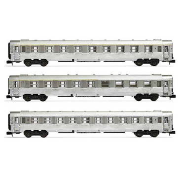 ARNOLD HN4336 SNCF, coffret 3 voitures DEV Inox, I x A9, I x A5 bar et I x B10, ép III