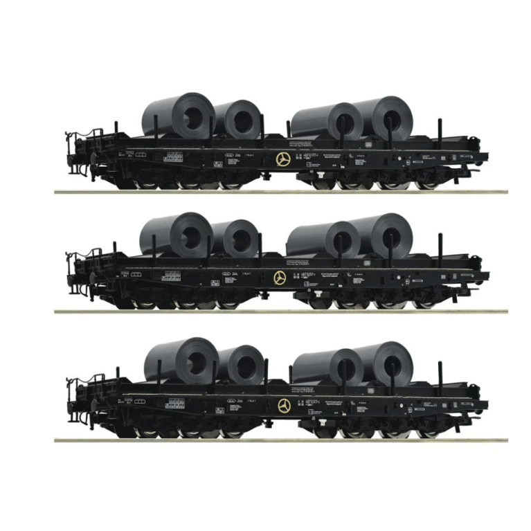 Roco 76002 3 wagons transport de charges lourdes, Sahs, DB, Ep IV, H0