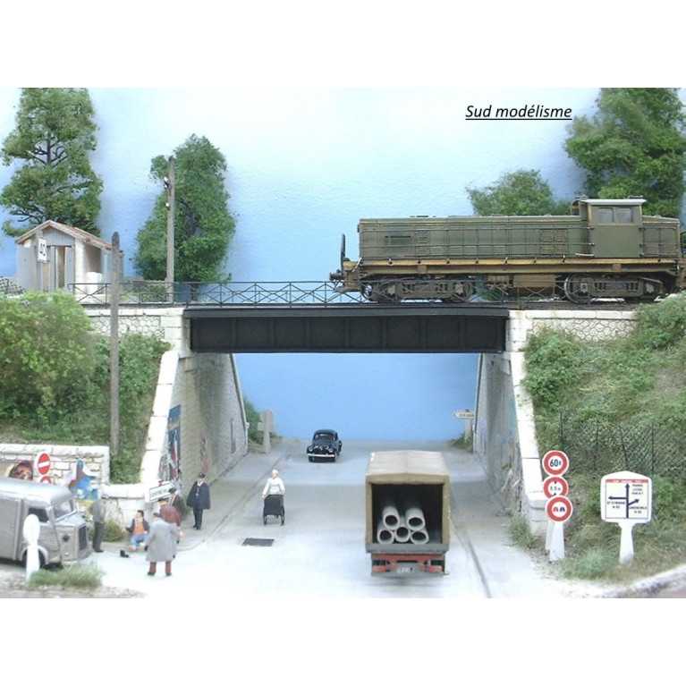PN SUD MODELISME 8705 HO. PONT A TABLIER METALLIQUE CULEE DROITE, DOUBLE VOIE