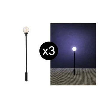 Faller 180104 - Set de 3 réverbères de rue avec LED - HO 1/87 -