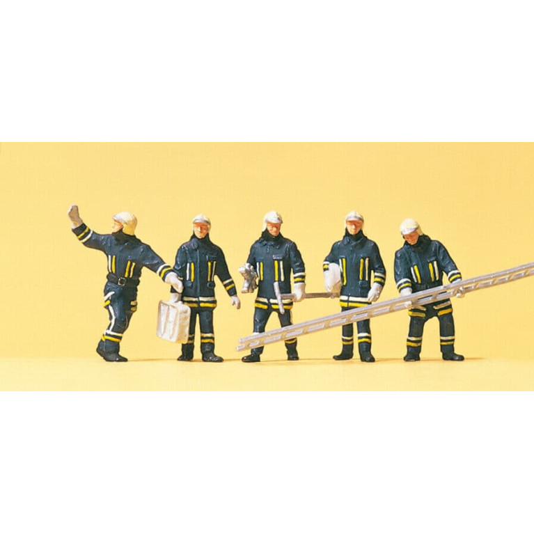 5 Pompiers en intervention-HO 1/87-PREISER 10484