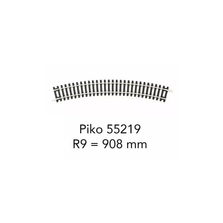 Piko 55219 - Voie A - rail courbe R9 908mm 15° - HO 1/87