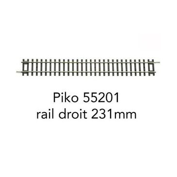 Piko 55201 - Voie A - rail droit G231 231mm - HO boite de 6