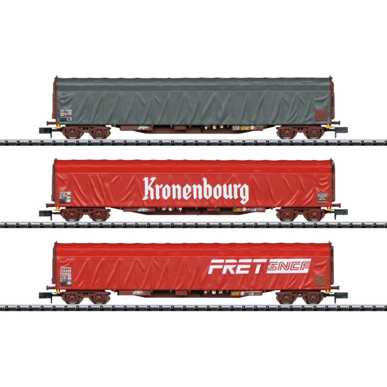 Minitrix 15115 set de 3 wagons à bâches coulissantes