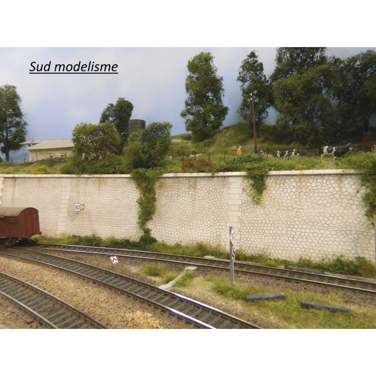 PN SUD MODELISME 8728 Mur de soutènement droit pierre hexagonale HO