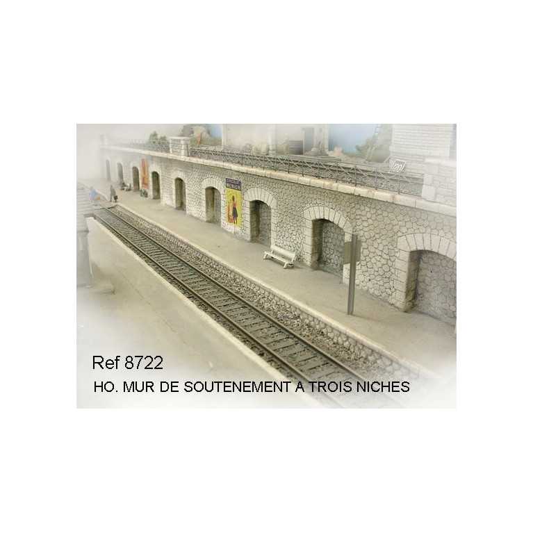 PN SUD MODELISME 8722 Mur de soutenement a trois niches HO