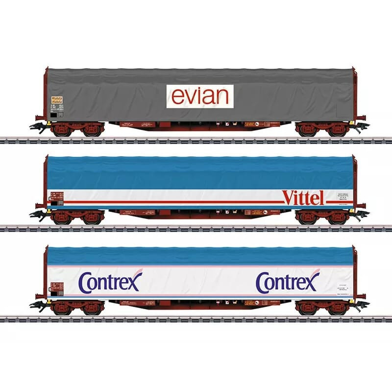 Marklin 47118 coffret de wagons à bâche coulissante "transport d'eau minérale"