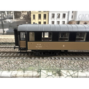 Models World MW-40 927 voiture voyageurs B9yfi, Havane, noir, filets jaunes, Ep IIb, H0
