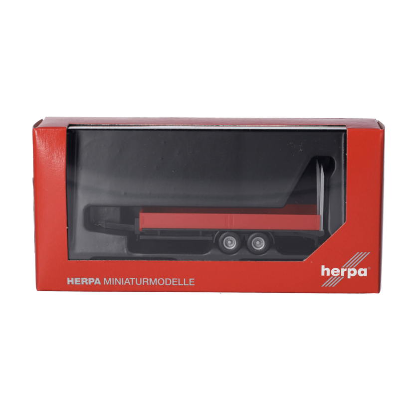 Herpa 076913-002 Remorque surbaissée tandem avec rampes de chargement, 2 essieux, rouge, H0