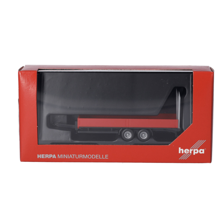Herpa 076913-002 Remorque surbaissée tandem avec rampes de chargement, 2 essieux, rouge, H0