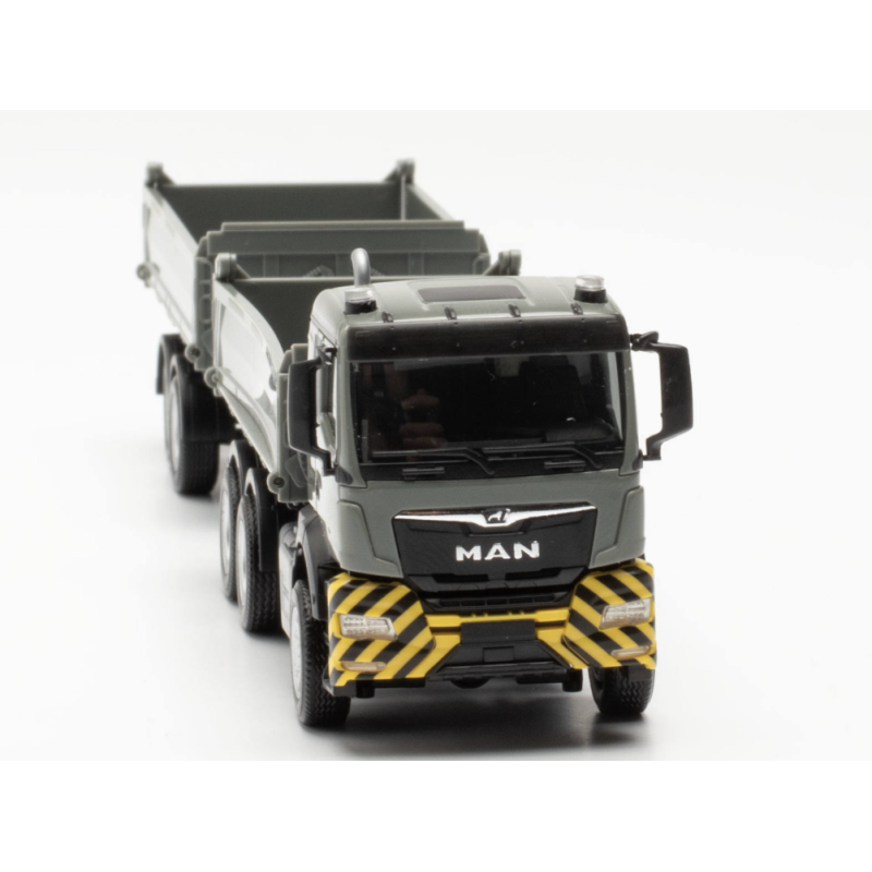 Herpa 316255 Remorque benne basculante de chantier MAN TGS NN, gris/jaune, H0