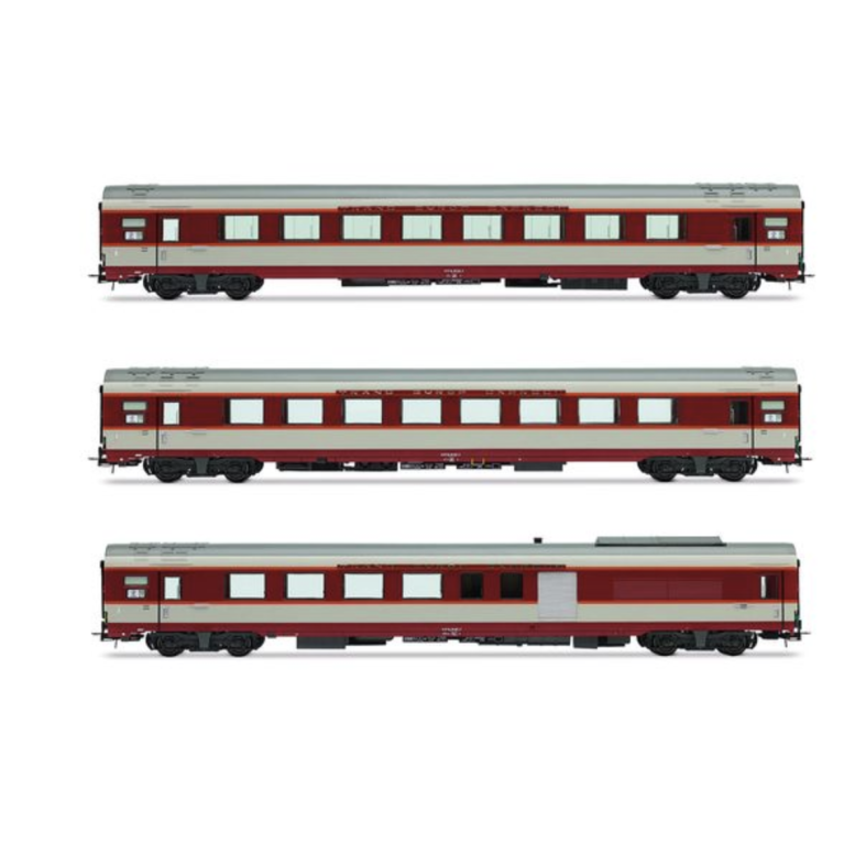 Jouef HJ4192 coffret de 3 voitures Grand Confort TEE « Le Kléber », SNCF, « Grand Confort » grise, ép. IV, H0