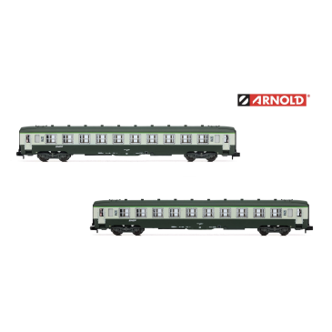 Arnold HN4449 - 2 voitures DEV AO, B10, 2CL, logo nouille, Sncf, Ep IV, N