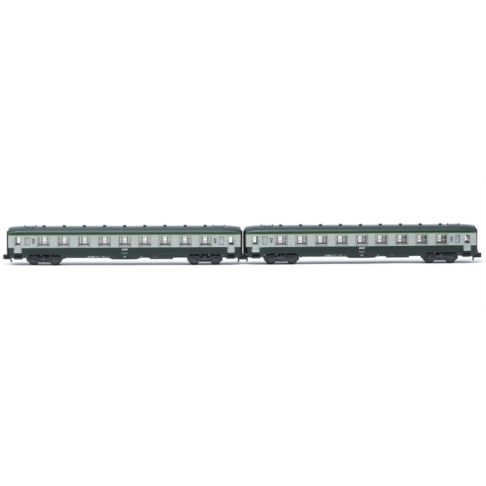 Arnold HN4448 coffret de 2 voitures DEV AO B9, livrée verte/grise, SNCF, logo encadré, Ep IV, N