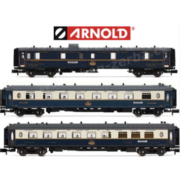 Arnold HN4490 3 voitures "Edelweiss Pullmann Express", fourgon DD3, 1 voiture VPC, VP, CIWL, Ep. II, N