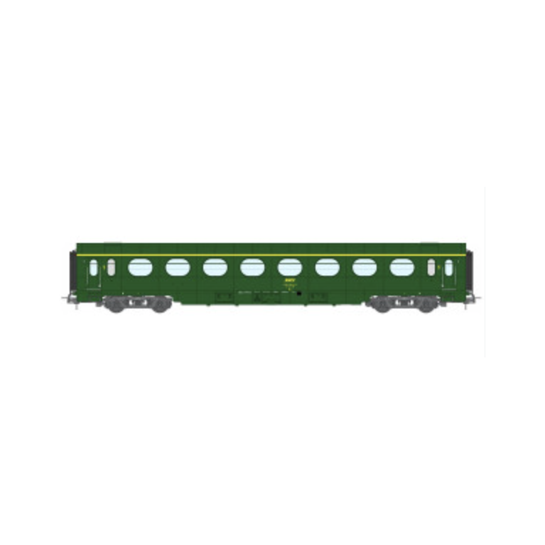 REE Modeles VB-501 Voiture allégée "Saucisson", toit vert, A8, 1CL, SNCF, Ep. IV, H0