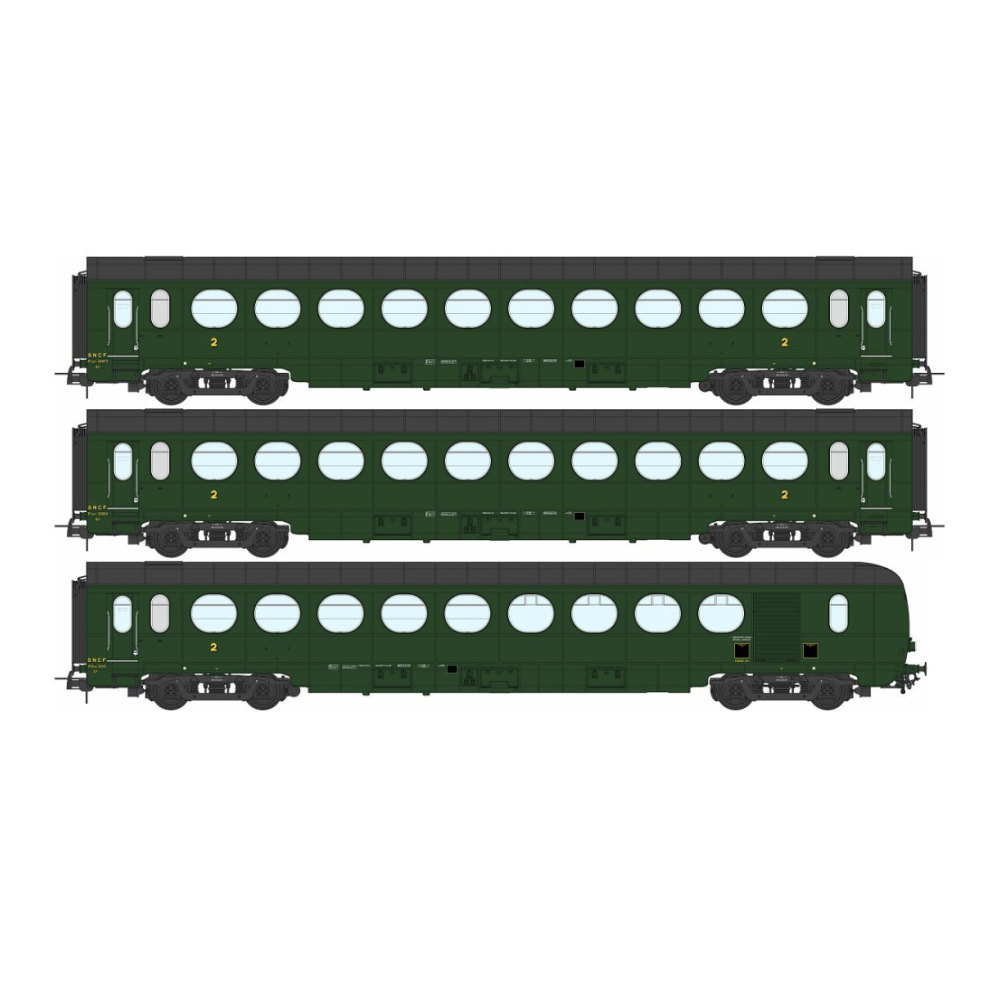 REE Modeles VB-470 Coffret 3 voitures allégées, SNCF, Ep IIIB, H0