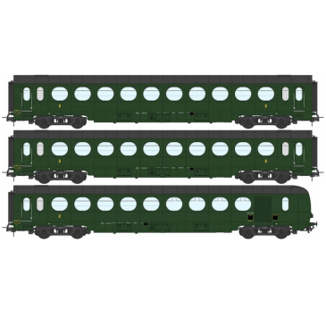 REE Modeles VB-470 Coffret 3 voitures allégées, SNCF, Ep IIIB, H0