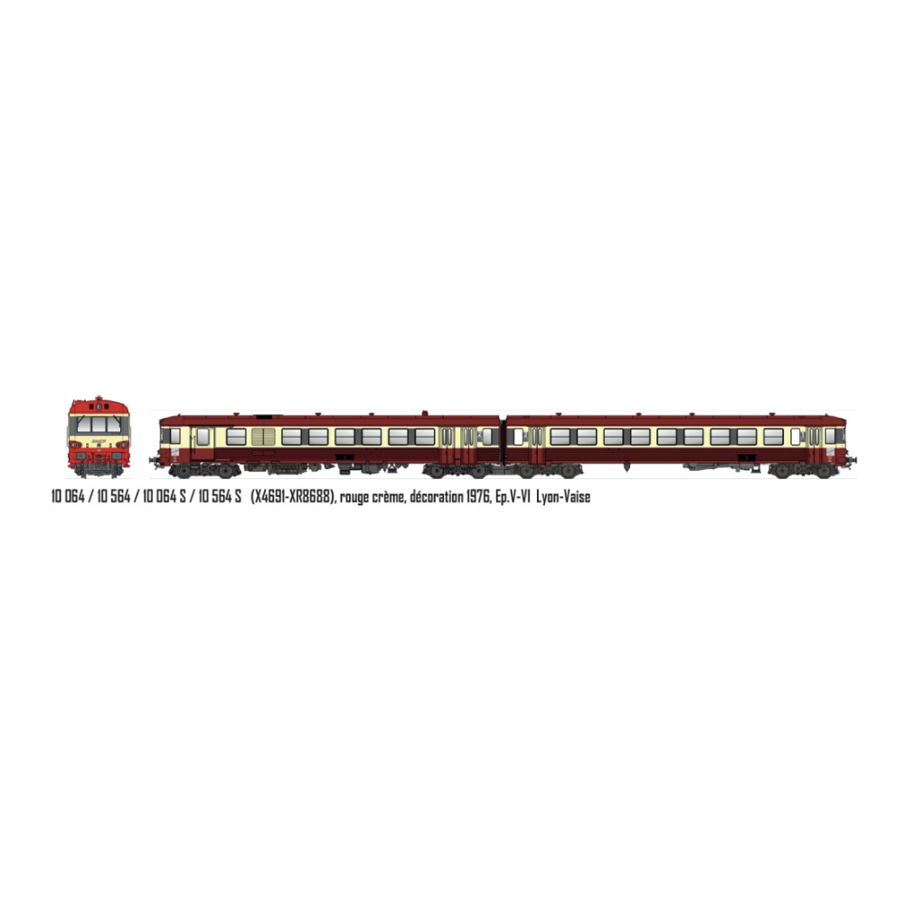 LS Models 10 064 S Autorail EAD X4691 - XR8688, rouge crème, décoration 1976, Lyon-Vaise, Ep V-VI, H0