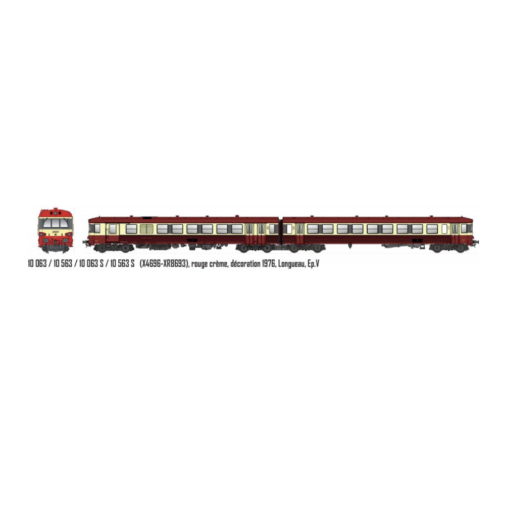 LS Models 10 063 Autorail EAD X4696 - XR8693, rouge crème, décoration 1976, Longueau, Ep V, H0