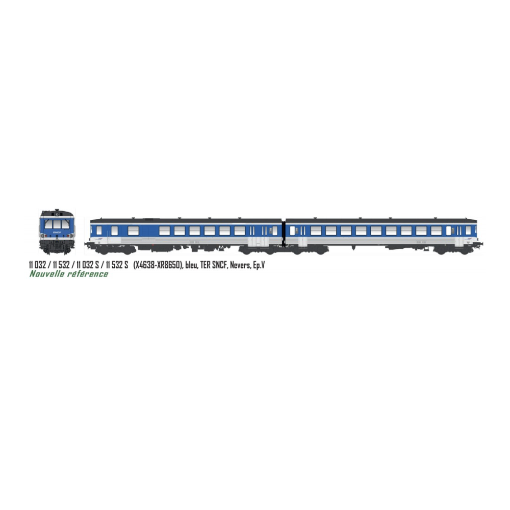 LS Models 11 032 S (X4638 - XR8650) bleu, TER SNCF, Nevers, digitale sonore, Ep V, H0