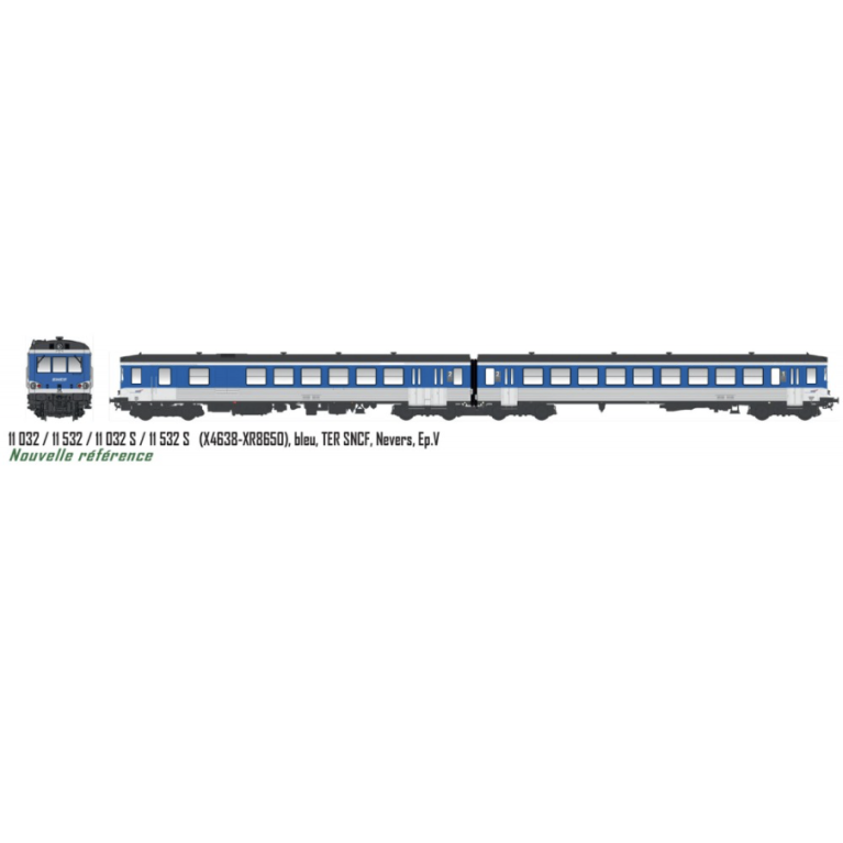 LS Models 11 032 S (X4638 - XR8650) bleu, TER SNCF, Nevers, digitale sonore, Ep V, H0