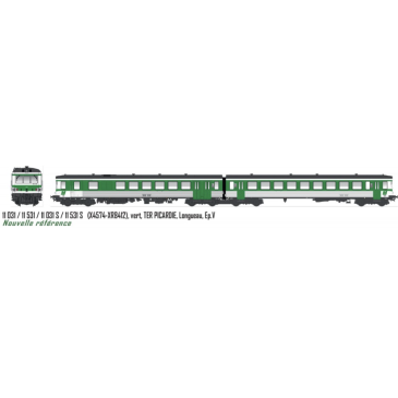 LS Models 10 031 Autorail EAD X4574 - XR8412, vert, TER PICARDIE, Longueau, Ep V, H0