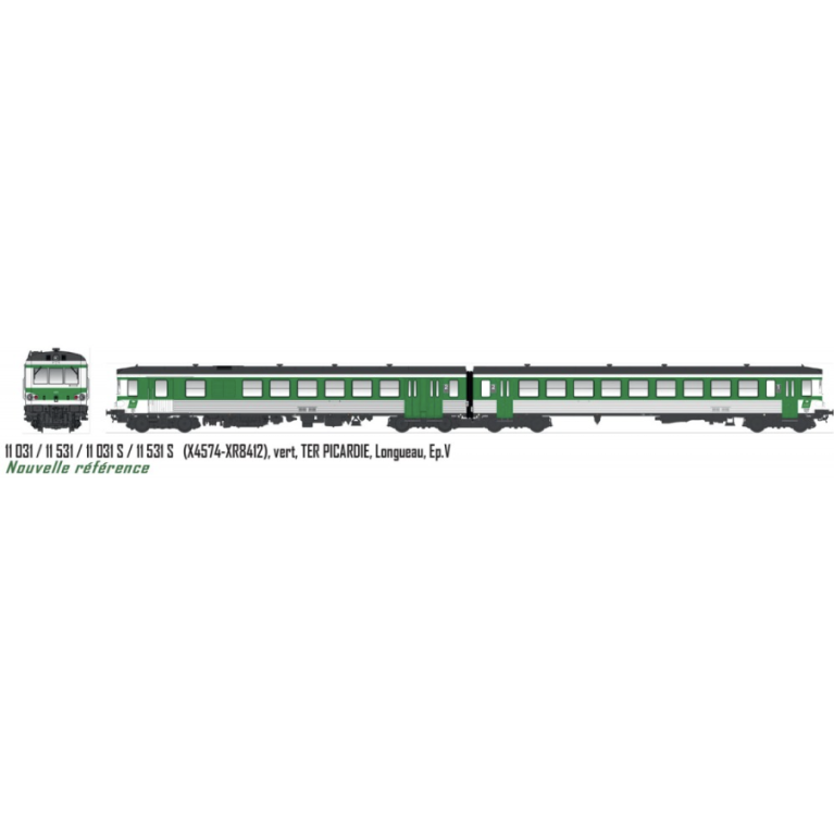 LS Models 10 031 Autorail EAD X4574 - XR8412, vert, TER PICARDIE, Longueau, Ep V, H0