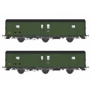 Models World 106 Set de 2 Wagons fourgons 3 essieux, PLM, Dqd2m, Vert 301, ep.IIIb, feux fin de convoi