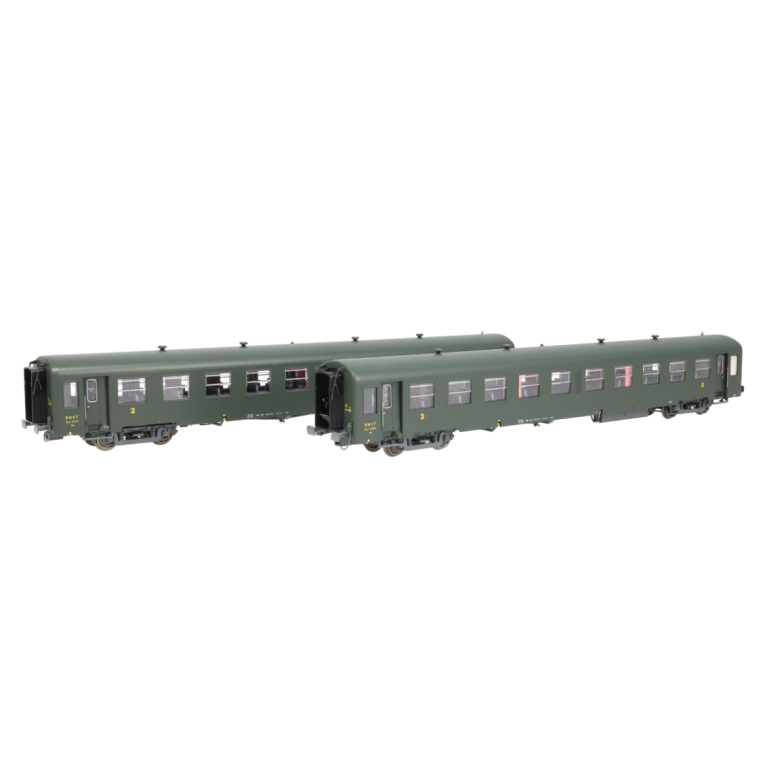 Models Word 40021 Set de 2 voitures USI courte, SNCF, Bmyfi U60, vert, marquage 1956