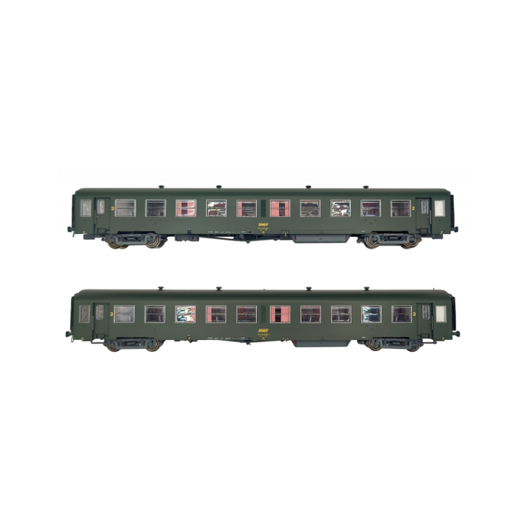 Models Word 40022 Set de 2 voitures USI courte, SNCF, B10t U60, vert, marquage UIC, logo encadré jaune