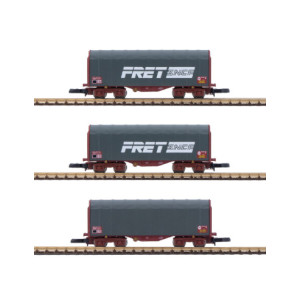 AZAR MODEL W03-FRP- Wagon court bâché - FRET SNCF - époque IV-V - x3