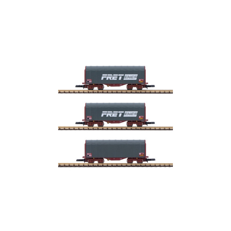 AZAR MODEL W03-FRP- Wagon court bâché - FRET SNCF - époque IV-V - x3