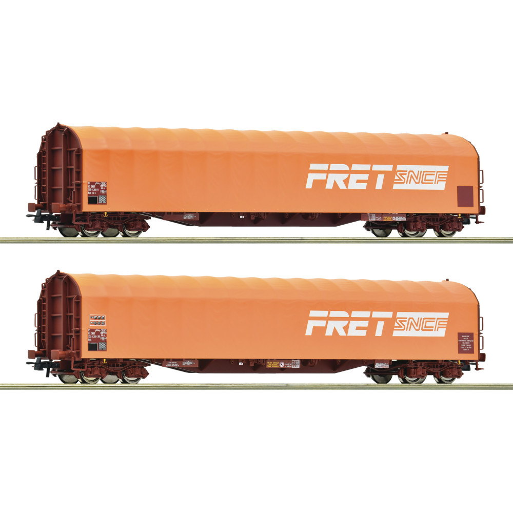 Roco 6600161 - Ensemble de 2 pièces : Wagons à bâche coulissante, SNCF