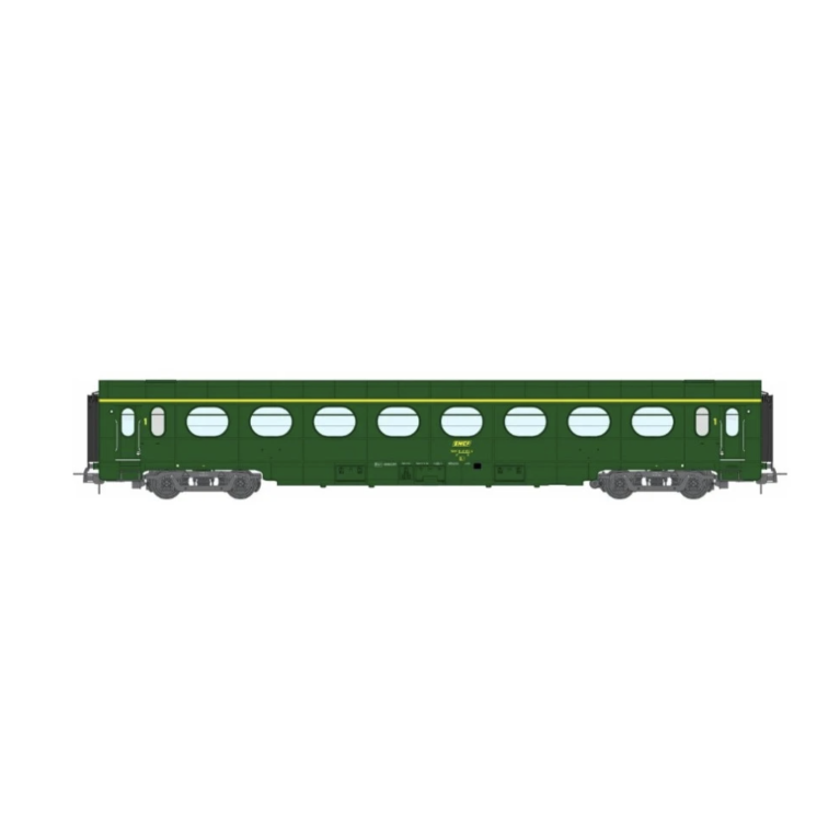 REE Modeles VB-498 - Voiture Allégée ÉTAT, B10 N°34995, vert 306, SNCF Ep.III B