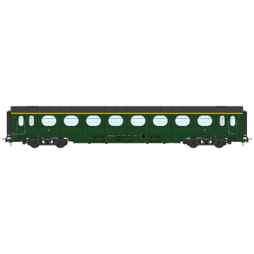 REE Modeles VB-496 - Voiture Allégée ÉTAT, A8 N°3374, vert 306, SNCF Ep.III B