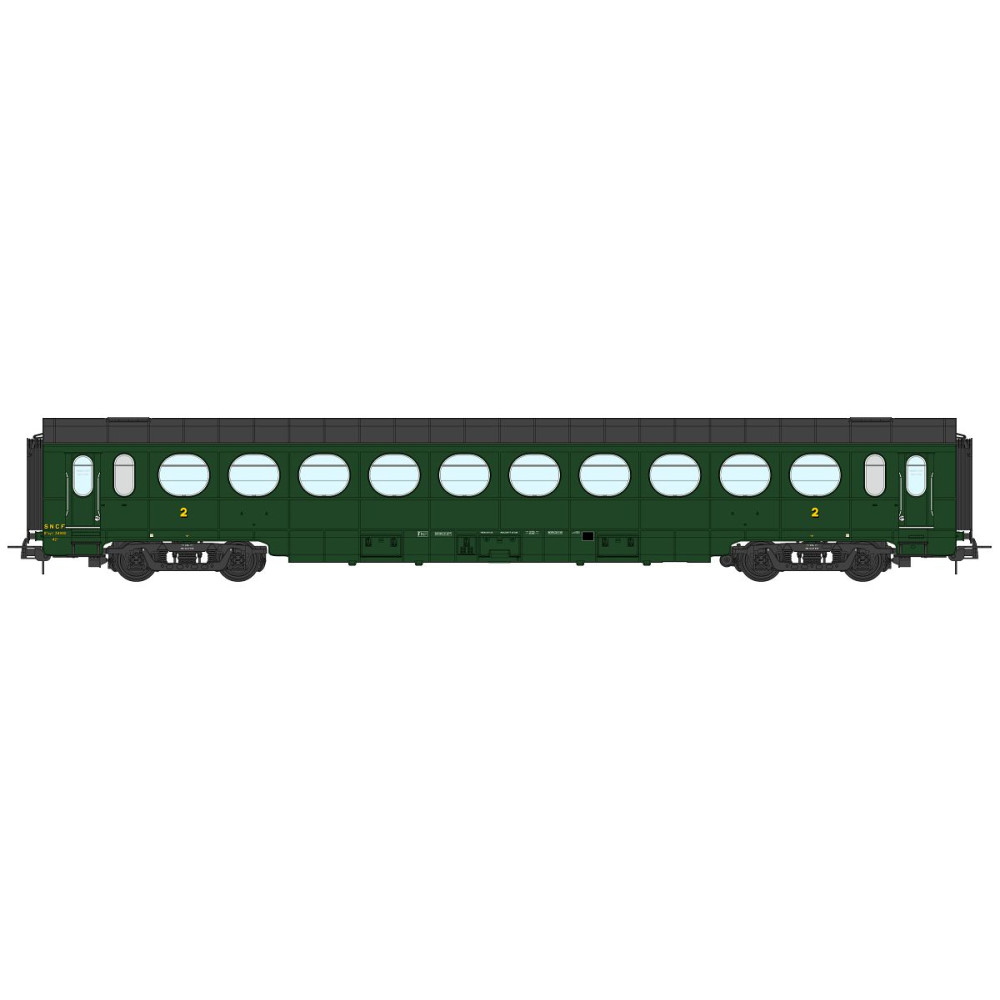REE Modeles VB-497 - Voiture Allégée ÉTAT, B10 N°34990, vert 306, SNCF Ep.III B