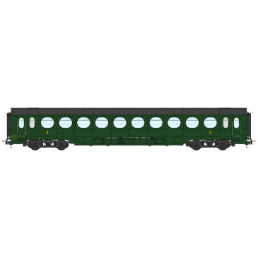 REE Modeles VB-497 - Voiture Allégée ÉTAT, B10 N°34990, vert 306, SNCF Ep.III B
