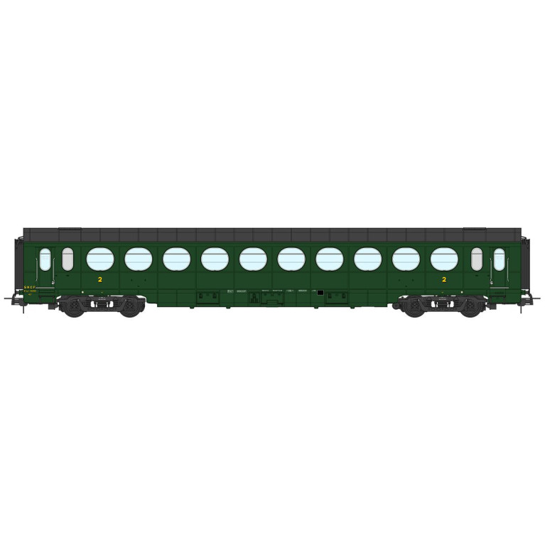 REE Modeles VB-497 - Voiture Allégée ÉTAT, B10 N°34990, vert 306, SNCF Ep.III B