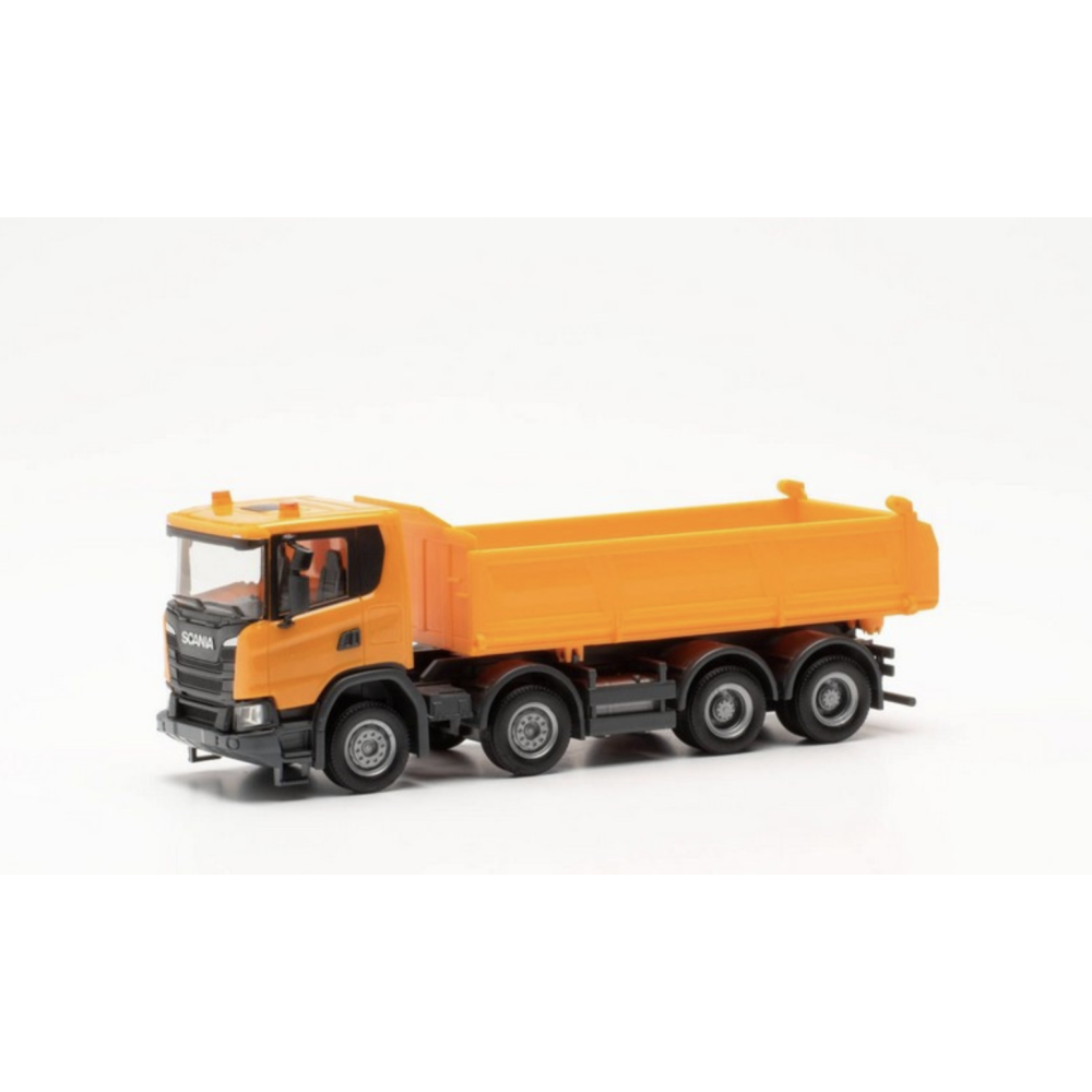 Herpa 316996 Camion benne Scania XT17 Meiler 4 essieux tri-benne orange HO