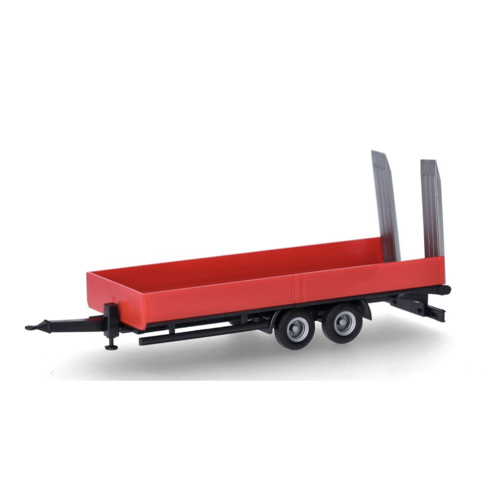 Herpa 076913-002 Remorque surbaissée tandem Herpa avec rampes de chargement, 2 essieux, rouge