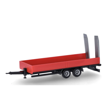 Herpa 076913-002 Remorque surbaissée tandem Herpa avec rampes de chargement, 2 essieux, rouge