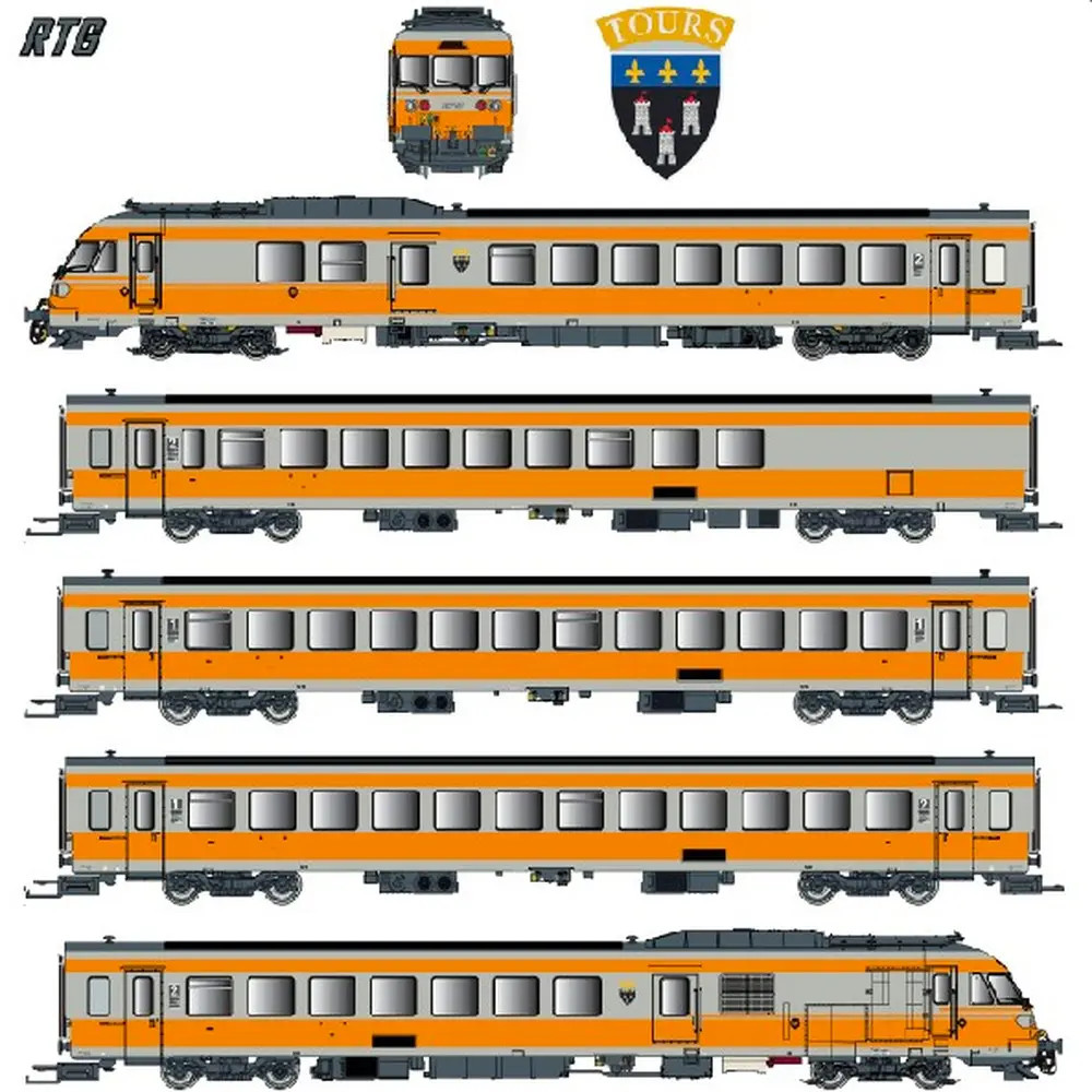EPM 221504S Rame RTG 5 éléments N°37 dépôt de Caen  - HO 1/87 - SNCF - Ep V - Digital sound - 2R