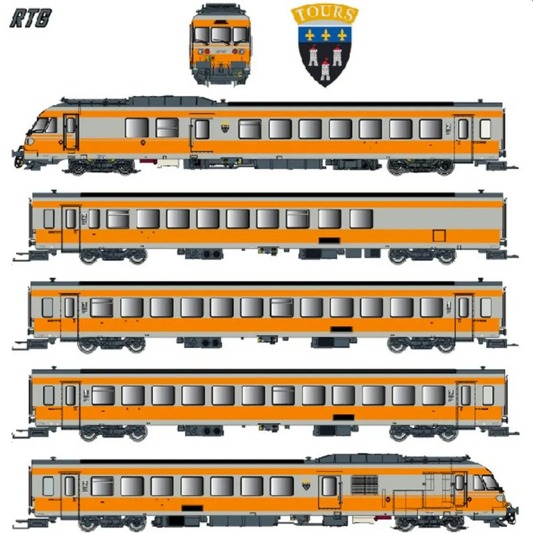EPM 221504S Rame RTG 5 éléments N°37 dépôt de Caen  - HO 1/87 - SNCF - Ep V - Digital sound - 2R